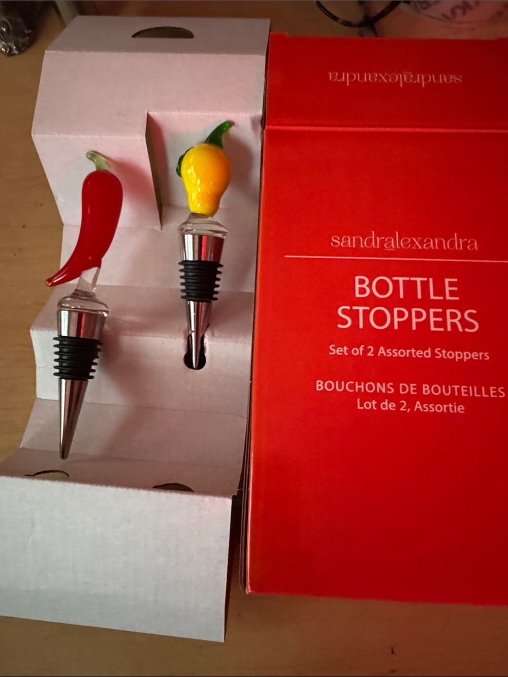 Red & Yellow Pepper Bottle Stoppers - Set of 2